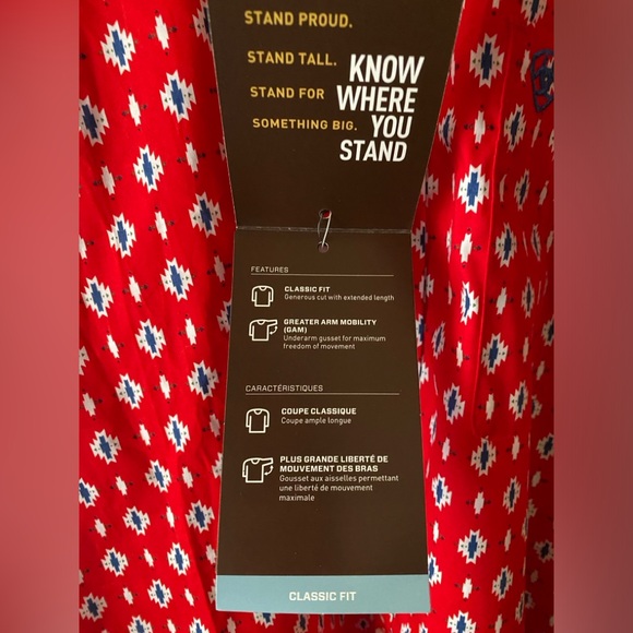 🆕 ARIAT Red Beacon Aztec Print Decker Short Sleeve Western Cowboy Shirt SZ S - Picture 5 of 13